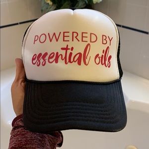 Powered by Essential Oils Trucker Hat -Black/ Pink